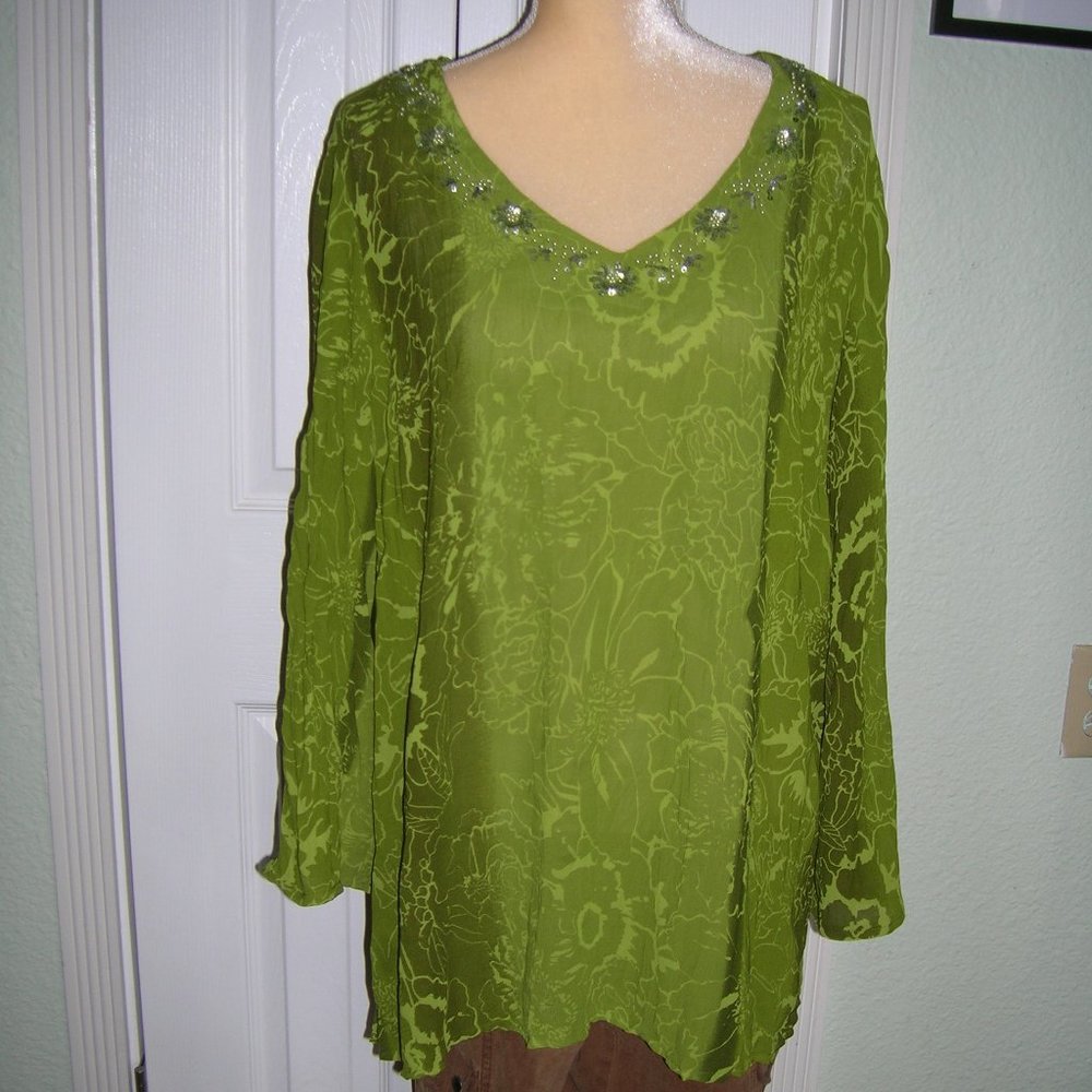 The in shop green V neck tunic